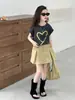 Conjunto de Verano de Manga Corta para Niñas 2026 Nuevo Estilo Falda Media para Niñas Falda de Verano Única y Hermosa Conjunto para Niñas Mayores