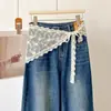 Tanga de Encaje Blanco Bufanda Pequeña de Seda Falda con Dobladillo Francés en Capas para Cubrir Glúteos Cortina Cinturón Falda de Abrigo