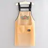 Delantal de Dibujos Animados de TPU Lavable a Mano de Moda para Productos Acuáticos y Catering, Uniforme de Trabajo con Texto Impreso, Delantal de Cocina Impermeable y a Prueba de Aceite para Mujeres