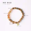 Novas Contas Quadradas de Sândalo Preto Estilo Chinês, Pulseira de Cristal Amarelo Torre, Agarwood Verde, Jade Hetian, Pulseira Artística Estilo Floresta, Sândalo