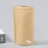 Saco de papel Kraft transparente com janela, saco de embalagem de alimentos autoadesivo e autovedante, fácil de rasgar, saco de vedação de oito lados, saco de chá selado
