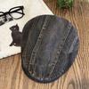 Gorra de mezclilla lavada estilo japonés para mujer en verano, versátil retro, circunferencia de cabeza grande, gorra de pintor pequeña que muestra la cara, boina para llevar en la parte trasera
