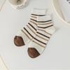 Calcetines Bordados de Dibujos Animados Personalizados para Mujer Primavera y Verano Estilo Coreano Rayados Oso Casual Estilo Universitario Modernos Doble Aguja Calcetines Cortos