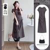 Vestido de Verão Feminino Grávida Manga Curta Cordão Ajustável Moda Coreana Cordão Solto Emagrecedor