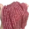 Cristal de Fresa de Piedra Natural Optimizada de Color Claro Cuentas Hechas a Mano para Bricolaje Cuentas Redondas Cuentas Sueltas Accesorios para Joyería Venta Directa de Fábrica