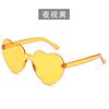 Gafas de sol sin montura en forma de corazón de color gelatina, Gafas de una sola pieza en forma de corazón, Colores deslumbrantes, Estilo transfronterizo