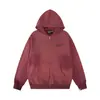 Nuevo modelo ERD: Estilo rico y desgastado, cuello abierto con cremallera, estampado de pines y letras, chaqueta sudadera con capucha unisex