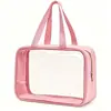 Bolsa de armazenamento de PVC transparente mais vendida na Amazon transfronteiriça, bolsa de cosméticos à prova d'água com alça dupla, bolsa de higiene pessoal de grande capacidade atacado