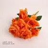 Nova rosa artificial de 9 cabeças com bordas encaracoladas, adereço de decoração de casamento, buquê de mão, flor de seda, atacado do fabricante