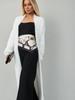 Cardigan de Tricô Branco Imitação de Visão Cruzada Roupa Externa Feminina Outono e Inverno Solto Pelúcia Fofo Longo