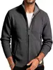Cárdigan de Punto con Cuello Alto y Cremallera para Hombre Transfronterizo Otoño Invierno Espesado con Felpa para Hombre Abrigo Suéter Casual Cálido Venta al por Mayor