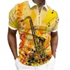 Camisa Polo Masculina Listrada com Estampa Digital de Verão Nova Moda Europeia e Americana com Botões em Estoque