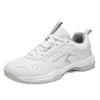 Sapatos de badminton para atacado transfronteiriço respiráveis com sola macia, sapatos de tênis de mesa para amantes, tênis de couro modernos antiderrapantes e leves para homens