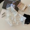 Melocotón Dulce ~ Panties de Encaje de Satén Sexy Francés para Mujer Deseo Puro Huecos Transpirables Algodón Entrepierna Calzoncillos