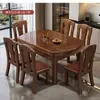 Conjunto de Mesa de Jantar Sólida em Madeira de Nogueira, Dobrável e de Dupla Utilidade, Nova Mesa de Jantar Estilo Chinês para Famílias Grandes e Pequenas