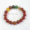 Ágata Negro Natural y Rojo Signo del Zodiaco Año de Nacimiento Buda Dios de la Riqueza de Cinco Vías Deidad Guardiana Pulsera para Mujer Venta al por Mayor