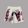 Shorts de Praia Masculino Respirável e Amigo da Pele Verão Novo Estilo Graffiti de Anjo Impressão 3D Malha Solto Confortável Casual