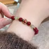 Pulsera Auténtica de Cuentas de Cinabrio de Alto Contenido de Tienda de Fábrica para Mujeres, Joyería Esmaltada de Nicho de Paz y Alegría, Disponible para Dropshipping