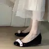 Estilo francés~5cm de elevación interior, punta redonda, ligero, sin cordones con lazo, bailarinas de estilo dulce, bailarinas poco profundas