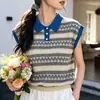 Blusa de Tricô Listrada Estilo Preguiçoso Boêmio de Manga Curta para Mulheres, Verão, Caimento Solto, Versátil, Emagrecedora, Leve, Camiseta que Rejuvenesce