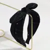 Moda transfronteriza nueva diadema de lazo de ala ancha, diadema versátil de punto a cuadros bicolor de corona alta, venta al por mayor de accesorios para la cabeza