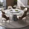 Mesa de Jantar Super Pedra de Cristal Luxo Pedra Moderna Simples Combinação de Mesa e Cadeiras para Casa Mesa Redonda Apartamento Pequeno Mesa Redonda de Micro Pedra de Cristal