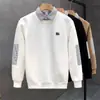 Moletom falso de duas peças para homens, nova camada interna da moda estilo coreano para primavera/outono com gola de camisa listrada azul jaqueta, top de marca da moda