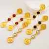 Pendientes de León Dorados con Incrustaciones de Diamantes, Estilo Vintage Transfronterizo, Pendientes Largos Elegantes Estilo Occidental, Accesorios para Orejas de Nicho