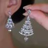 Aretes de Árbol de Navidad Incrustados con Circonita, Mismos Aretes que Cao Shi para Transmisión en Vivo de Voz, Aretes Pastorales Exquisitos para Mujer, Combinan con Todo