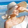 Chapéu de Palha Dobrável para Proteção Solar de Praia Chapéu de Praia Chapéu de Abas Largas Feminino Chapéu de Sol Chapéu de Sol para Viagem e Férias na Praia