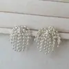 Brincos de Corrente com Miçangas e Franjas Estilo Europeu e Americano Moda de Nicho Versátil Formato de Flor Brincos com Pino de Prata 925