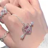 Collar Dulce Corazón de Cupido Diamante Rosa ins Cadena para Mejor Amiga Cadena Clavicular Colgante Flecha a Través del Corazón Chica Estudiante