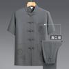 Conjunto de Verão Tang Suit 2025 Transfronteiriço para Homens de Meia-Idade e Idosos, Estilo Chinês Casual Soltinho Roupa de Pai, Disponível para Dropshipping