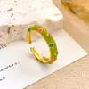 Anillo Venta Caliente Anillo de Trébol con Aceite Goteando Nicho Alta Gama Flor Colorida Anillo para Dedo Índice 2025 Nuevo Venta Caliente Mujer