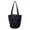 Bolsa de balde em jeans lavado transfronteiriça de alta qualidade nicho para o dia a dia grande capacidade bordado simples bolsa de ombro feminina