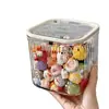 Caja linda linda para almacenar granos transparente mini para jugar con comida caja sorpresa tarro para tarjetas de puntos adornos de escritorio soporte de exhibición para accesorios del cabello