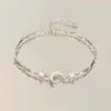 Pulsera de Flor de Circonita de Dibujos Animados Linda y Versátil de Alta Calidad para Mujer, Joyería de Diseño de Lujo Ligero de Nicho