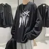 Camiseta de Manga Comprida para Homem Primavera e Outono, Camiseta Básica Estampada da Moda, Moletom Versátil Solto da Marca Trendy Ins Estilo Hong Kong