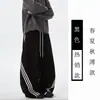 Pantalones de chándal anchos de estilo americano con bloques de color para mujer, engrosados con forro polar para otoño e invierno, talla grande, holgados, adelgazantes, casuales