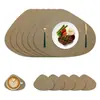 Jogo Americano de PVC Estilo Francês com Textura de Couro Bovino, Tapete de Mesa de Jantar Dupla Face, Jogo Americano de Couro em Formato de Gota para Utensílios de Mesa, Tapete de Isolamento Térmico, Porta-Copo
