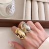 Blogger de Corea del Sur con anillo de armadura retro dorado y plateado versión ancha ins sentido de personalidad de alta gama exagerado anillo plegable femenino