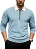 Moletom Masculino com Meio Zíper Comércio Exterior Novo Jacquard Waffle Gola Polo Cor Sólida Casual Lapela Top Masculino