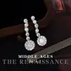 Pendientes Vintage Retro Estilo Pesado Brillantes de Zirconia Completos Pendientes Largos Estilo Palacio Retro Pendientes de Lujo Accesible