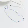 Colar Nalan de Prata S925 com Contas Azuis Redondas, Requintado e Simples, Design de Nicho Estilo Ins, Corrente de Pescoço da Moda Y03001