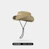 Sombrero de Pescador Estilo Japonés para Mujer, Verano, Delgado, con Cordón, Ala Corta, Transpirable, Protección Solar, Senderismo al Aire Libre, Viajes, Sombrero de Vaquero Occidental