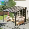 Galpão Externo 3x3m com Telhado Inclinado, Teto de Policarbonato, Estrutura de Ferro, Galpão de Apoio na Parede, Galpão para Jardim e Pátio, Galpão à Prova de Chuva, Galpão para Sombra