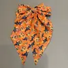 Pinza para el Cabello con Lazo Estampado de Murciélago Fantasma de Halloween Patrón de Calabaza Fantasma Telaraña Pinza de Resorte en la Parte Posterior de la Cabeza