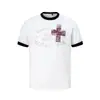 Camiseta de Manga Corta con Estampado de Letras Retro Americano de Fábrica Verano Unisex Bloques de Color Cuello Redondo Moda Callejera Tops para Pareja