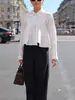 Camisa Kaneko Estilo Japonés Primavera y Verano Moda Retro Silueta Elegante Forma de Paraguas Tridimensional con Cuello de Solapa, Top Holgado, Cómodo y Transpirable para Mujer