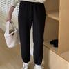 Isla Mori otoño e invierno Nuevos pantalones de tobillo atados con cordón, forro polar grueso, pantalones de chándal tipo harén, sueltos, rectos, pequeños, cómodos